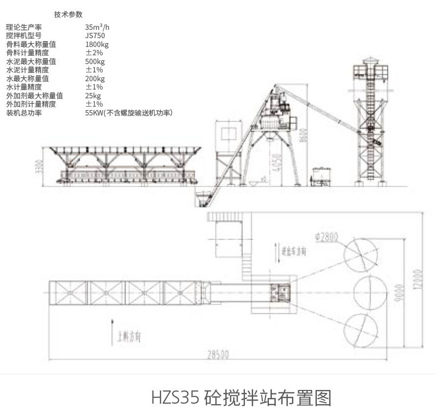 hzs35砼搅拌站布置图